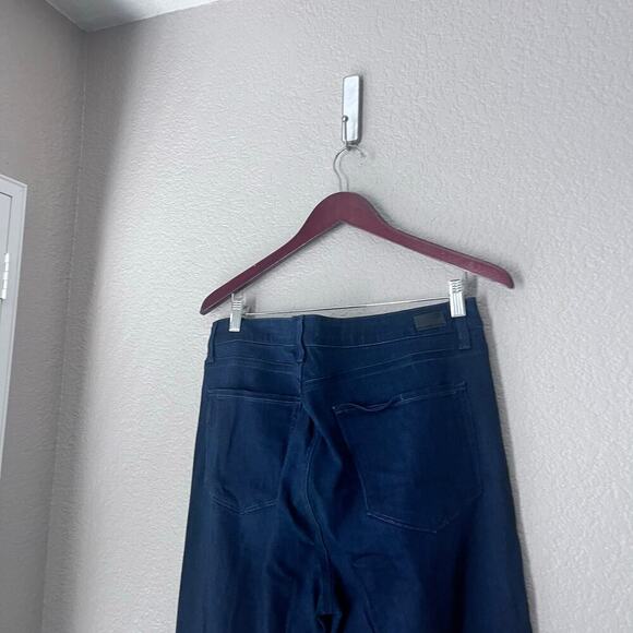 Paige Women’s Hourglass Dark Wash Denim Flare Jeans Stretch Curvy 34 Plus - Picture 5 of 8